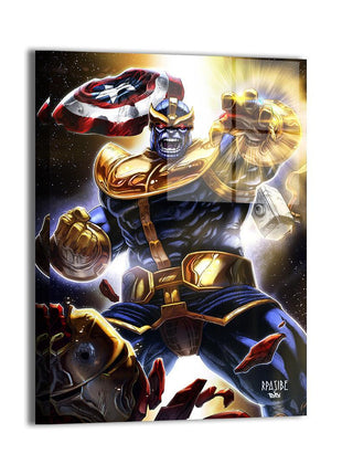 Infinity Conquest Thanos with the Infinity Gauntlet Marvel acrylic print by Ryan Pasibe