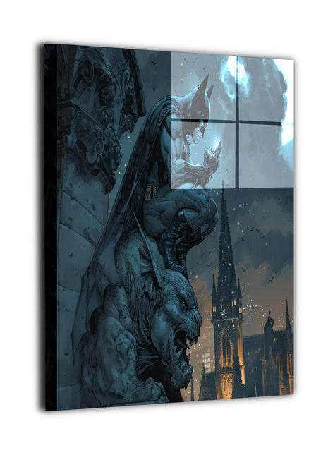Bats Peaceful Skylight Wall Art on premium canvas, acrylic, and metal – front view featuring Batman texting