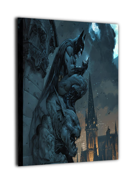Bats Peaceful Skylight Wall Art on premium canvas, acrylic, and metal – front view featuring Batman texting
