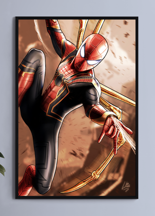 Iron Instinct wall art featuring Iron Spider (Peter Parker) — room display mockup