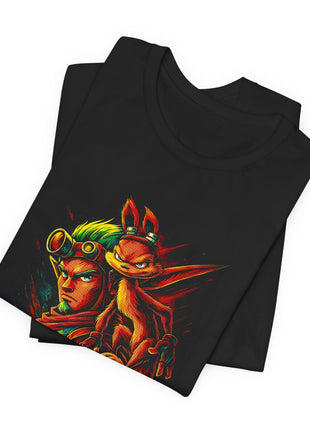 Folded view of the black Jak and Daxter Jak 3 Duo Graphic T-Shirt.