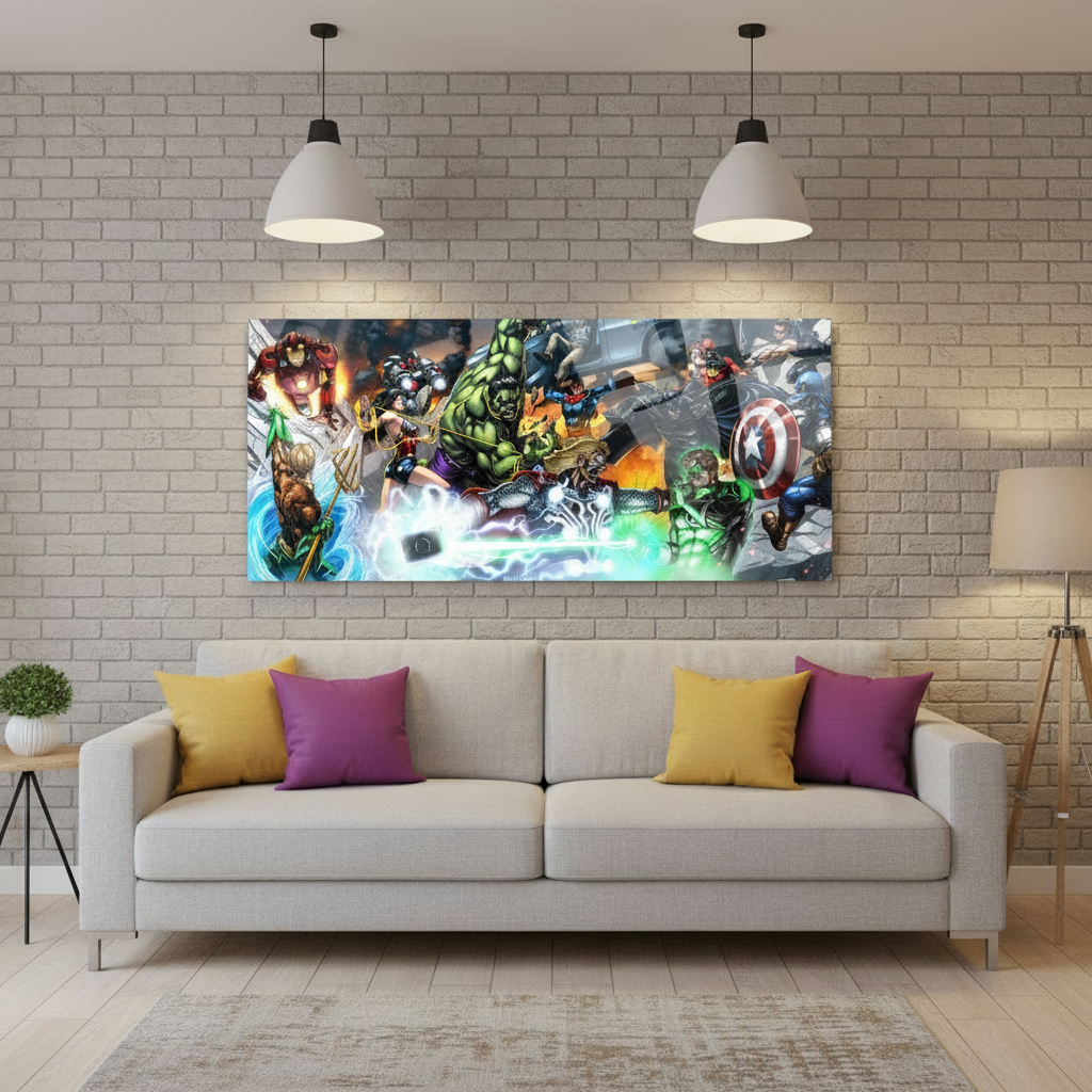 JLA vs Avengers glossy canvas mockup