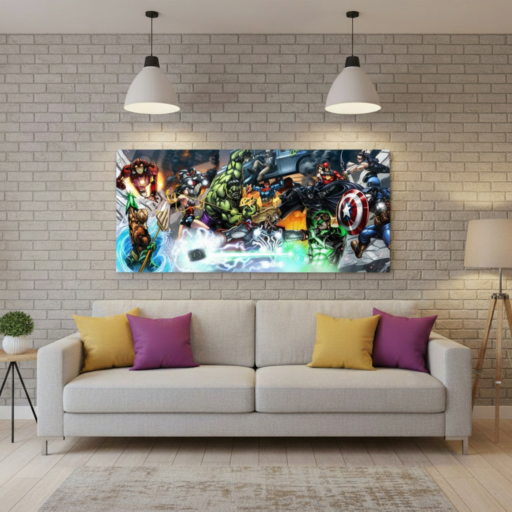 JLA vs Avengers matte canvas mockup