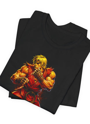 Folded view of the black Ken Masters Ready to Fight Graphic T-Shirt.