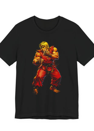 Front view of the black Ken Masters Ready to Fight Graphic T-Shirt.