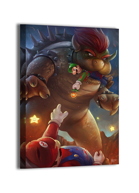 Dark twist on Mario and Bowser battle – 24x36 large canvas print

12x18 Metal Print