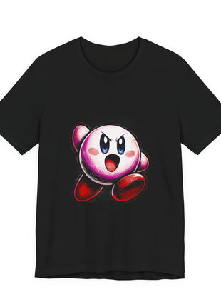 Front view of the black Kirby Happy Bounce Graphic T-Shirt.