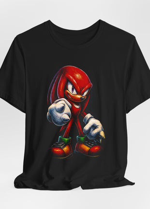 Draped front view of the black Knuckles Power Fists Graphic T-Shirt.