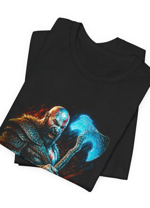 Folded view of the black Kratos Frozen Axe Graphic T-Shirt.