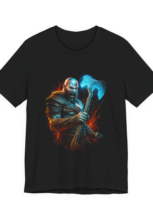 Front view of the black Kratos Frozen Axe Graphic T-Shirt.