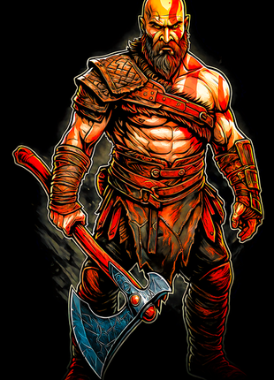 Kratos God of War wall art in Acrylic, Canvas and Metal