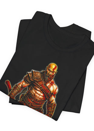 Folded view of the black Kratos Leviathan Warrior Graphic T-Shirt.