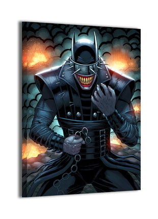 Canvas — menacing dark knight, explosive background; Tiago Fernandes / Nestor Redulla Jr.