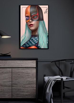Ravager acrylic wall art by Aurelio Rigoni , created using airbrush techniques followed with pastel pencils for refined detail and depth