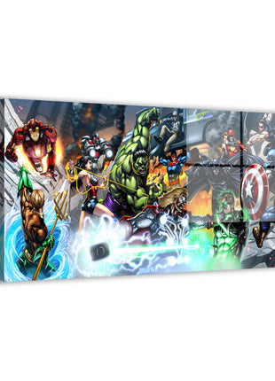 Marvel vs DC panoramic metal wall art by Ryan Pasibe