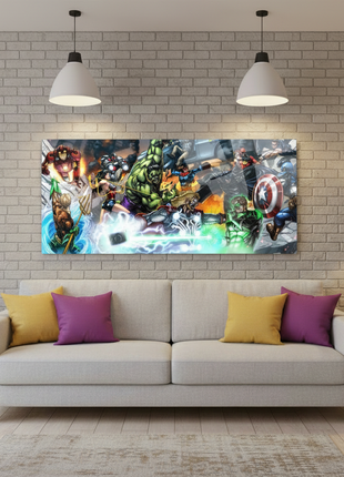 Marvel vs DC panoramic wall art room display