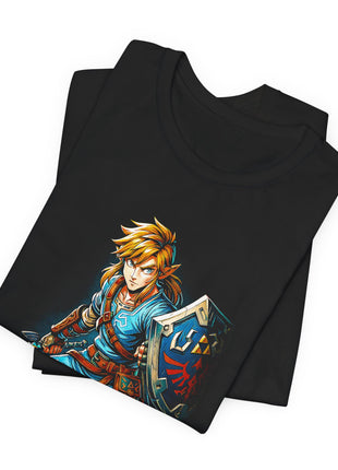Folded view of the black Link Champion's Tunic Graphic T-Shirt.