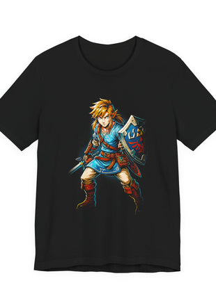 Front view of the black Link Champion's Tunic Graphic T-Shirt.