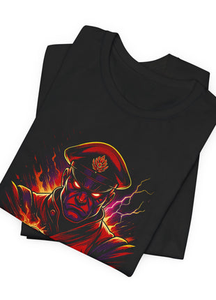 Folded view of the black M Bison Psycho Power Graphic T-Shirt.