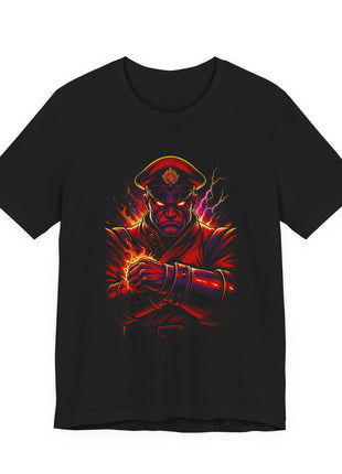 Front view of the black M Bison Psycho Power Graphic T-Shirt.
