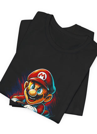 Folded view of the black Mario Kart Racer Graphic T-Shirt.