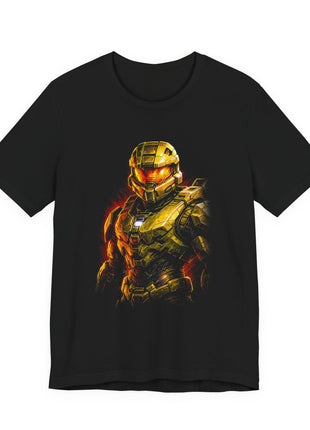 Front view of the black Master Chief Spartan Armor Graphic T-Shirt.