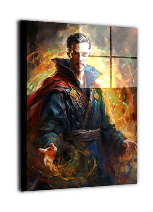 Metal wall art featuring a sorcery-themed fantasy portrait with glowing spell effects, textured depth, and a bold, otherworldly atmosphere.