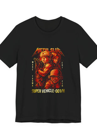 Front view of the black Metal Slug Arcade Squad Graphic T-Shirt.