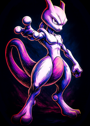 Mewtwo Pokémon wall art in Acrylic, Canvas and Metal