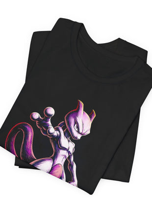 Folded view of the black Mewtwo Psychic Stance Graphic T-Shirt.