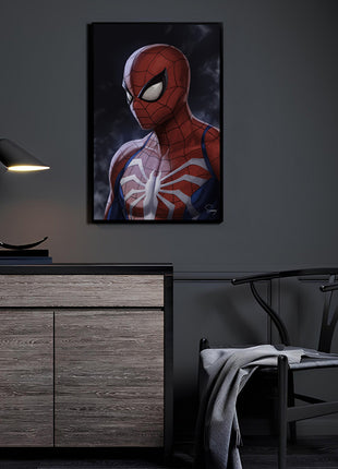 Midnight Crawler wall art featuring Spider-Man (Peter Parker) — room display mockup