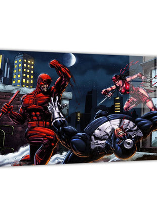 Midnight Justice Clash — Daredevil (Matt Murdock), Elektra Natchios and Bullseye Marvel wall art by Don Mark Noceda