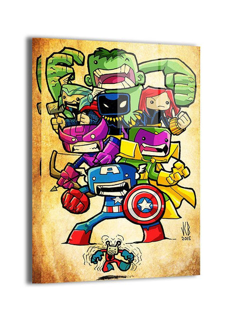 Mighty Alliance Chibi — The Avengers, including Black Panther Marvel wall art by Jeff Benitez