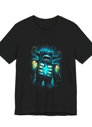 Front view of the black Minecraft Warden Sculk Glow Graphic T-Shirt.
