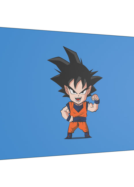 "Chibi Goku Wall Art on canvas, acrylic, and metal – front view featuring adorable chibi Goku"
