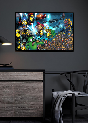 Minion Assemble Onslaught Avengers wall art — Marvel square print by Brian Balondo, image 3.