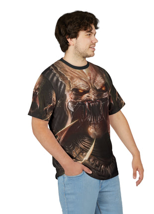 Model wearing the Predator Prey T-shirt, angled front view with hands in pockets.