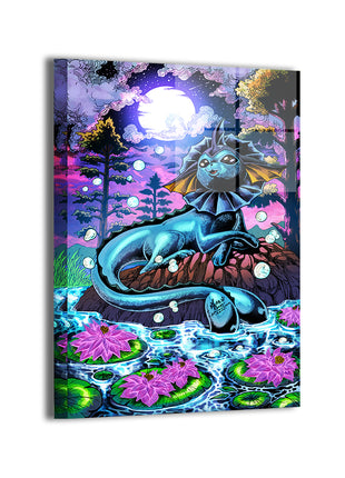 Beautiful large metal print of Vaporeon with lotus blossoms

