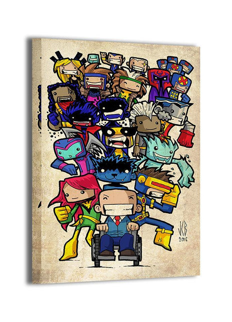 Mutant Chibis United wall art featuring sixteen X-Men characters