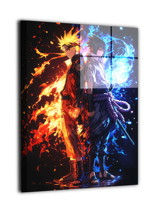 Naruto & Sasuke Fire and Lightning metal wall art
