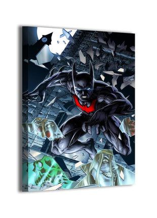 Neo Gotham Shattered Batman Beyond canvas wall art with Terry McGinnis and villains by Geebo Vigonte