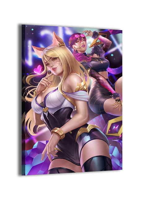 ahri and evelynn by nopeys; gallery-wrapped canvas, ready to hang.