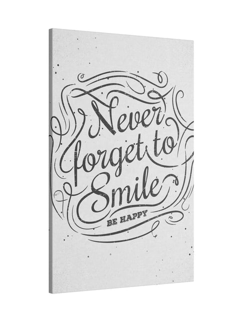 Never Forget to Smile Inspirational Wall Art on premium canvas, acrylic, and metal – front view