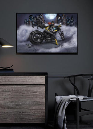 Nightwatch Vigilante Batgirl motorcycle acrylic wall art by Martin Hernandez Tena