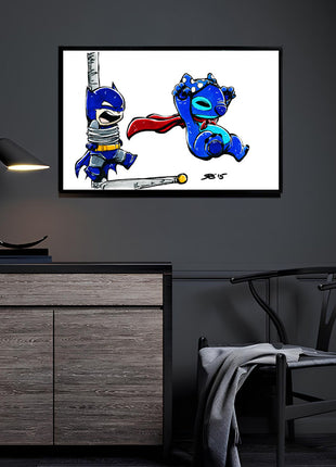 Batman; Stitch acrylic wall art by Rick Basaldua