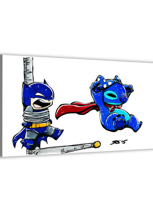 Batman; Stitch canvas wall art by Rick Basaldua