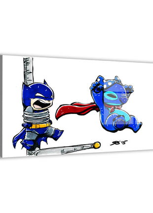 Batman; Stitch metal wall art by Rick Basaldua