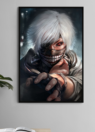 Ken Kaneki 11x17 Tokyo Ghoul print – mask, red eye, and white hair portrait
