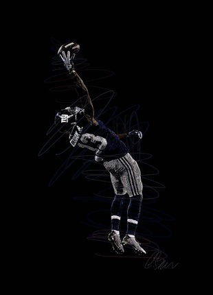 One-Handed Reach: shows a helmeted football receiver arching backward for a one-handed catch.