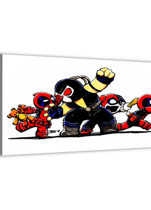 Deadpool, Bane & Harley Wall Art gloss canvas print by Rick Basaldua